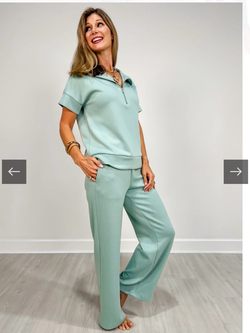 Zenana Outfitters Wide-Leg Pants set in Mint Green